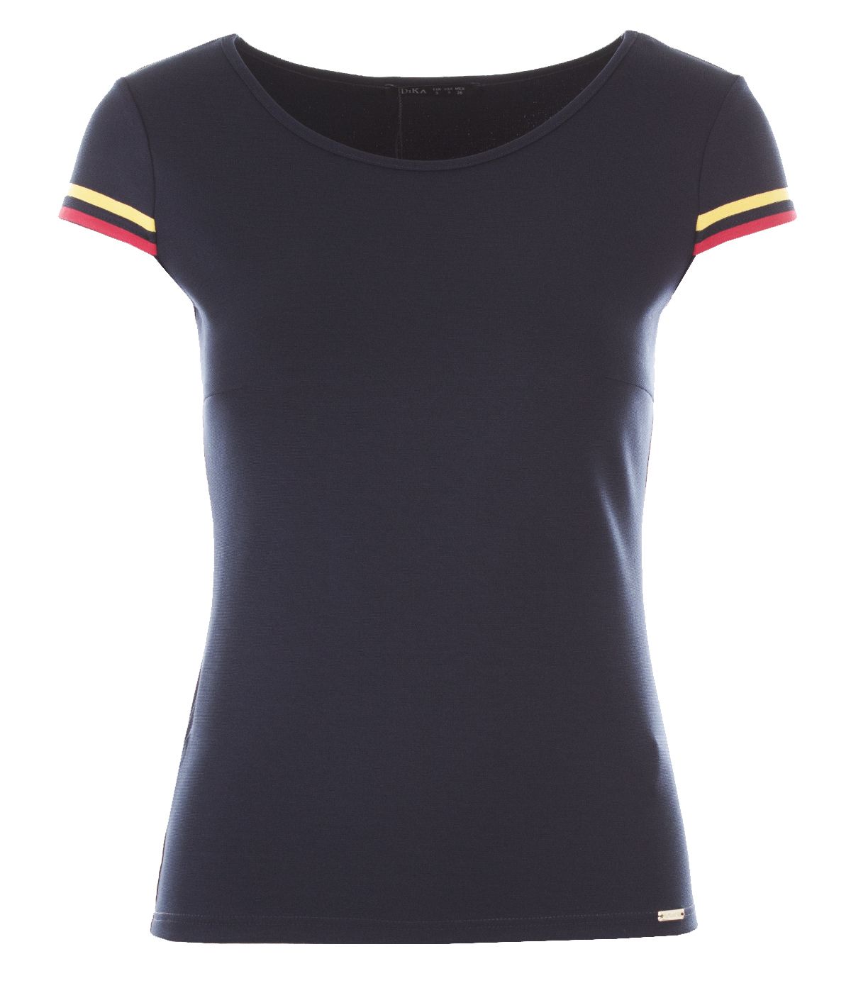 Blouse with round neckline with viscose with contrasting stripes on the sleeve 0
